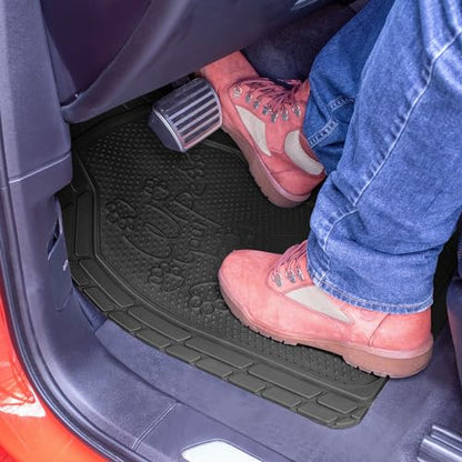 FH Group Car Floor Mats - Adorable Paw Print, Heavy-Duty Rubber Mats, Universal Fit Full Set, Climaproof, Trimmable, Fit Most Sedan, SUV, Truck - Black - color: Black