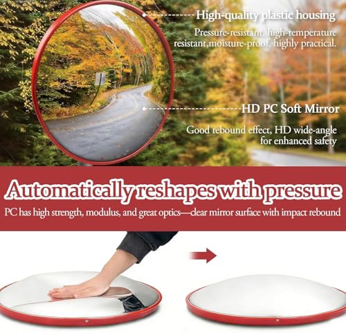 24" Acrylic Convex Mirror – Adjustable Wide Angle View Traffic Mirror for Enhanced Security Coverage in Rooms, Offices, Warehouses, Parking Lots, and Addressing Corner Blind Spot Areas.