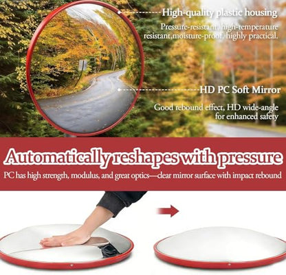 24" Acrylic Convex Mirror – Adjustable Wide Angle View Traffic Mirror for Enhanced Security Coverage in Rooms, Offices, Warehouses, Parking Lots, and Addressing Corner Blind Spot Areas.