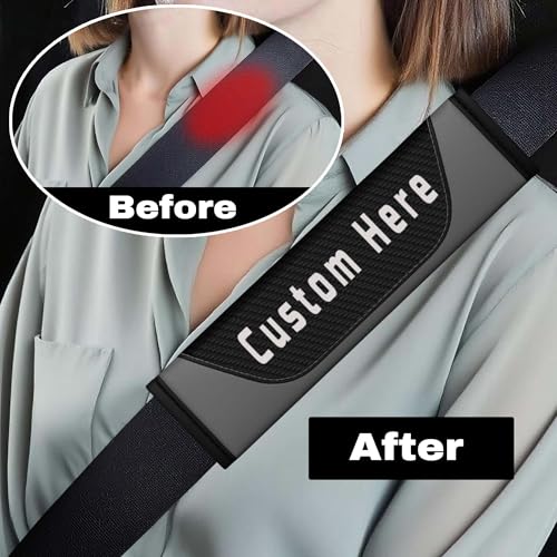 Custom Seatbelt Cover – Soft Carbon Fiber Seat Belt Pads Cushion – Personalized Seatbelt Covers for Adults Kids Women – Cute Seat Belt Shoulder Pad - color: Gray