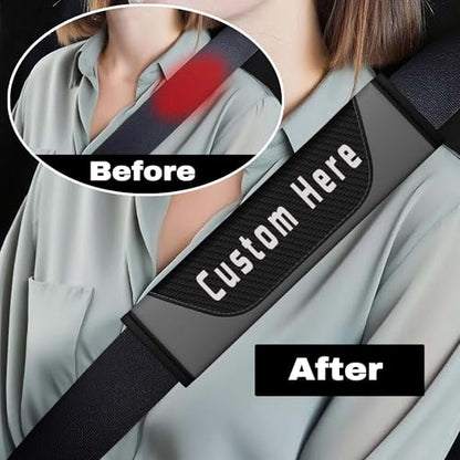 Custom Seatbelt Cover – Soft Carbon Fiber Seat Belt Pads Cushion – Personalized Seatbelt Covers for Adults Kids Women – Cute Seat Belt Shoulder Pad - color: Gray