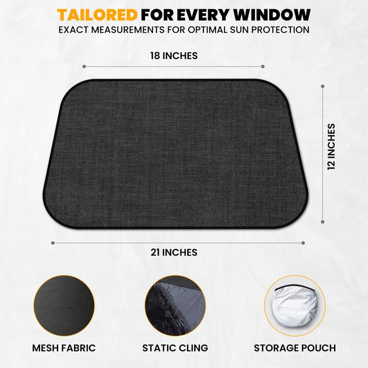 EcoNour Car Side Window Shades for Baby | 4 Pack - Car Window Sun Blocker Shades for Kids | Foldable Cling Window Cover Protects UV & Heat Glare | Window Shade for Privacy | Medium (21"x12") - size: Medium Plus - 4 Pack