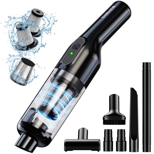 dormzie Handheld Vacuum Cordless, 16000Pa Powerful Suction, Lightweight at 1.3 lbs, Type-C Charge, Multiple Accessories, Rechargeable Car Vacuum Cleaners for Home Office Pet