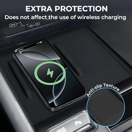 Wireless Charging Protective Mat for Hyundai Sonata 2026 2025 2024, Interior Accessories Center Console Silicone Anti-Slip Wireless Charger Cover Pad Protector for 2024-2026 Sonata, Black - style: Fits for Hyundai Sonata 2024-2026