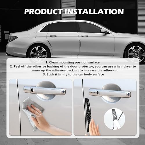 4PCS Carbon Fiber Car Door Protector Edge Guards,Thicker Door Guard for Cars Provides Impact and Anti-Scratch Protection,Universal Self-Adhesive Doors Protectors for Vehicles
