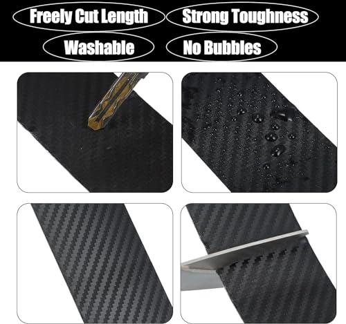 Car Door Edge Guards Door Sill Protector 3D Carbon Fiber Car Wrap Film Vinyl Automotive Wrap Film Car Door Sill Protection Film Anti-Collision Fits for Most Car Truck SUV (4In x 9.84Ft, Black)