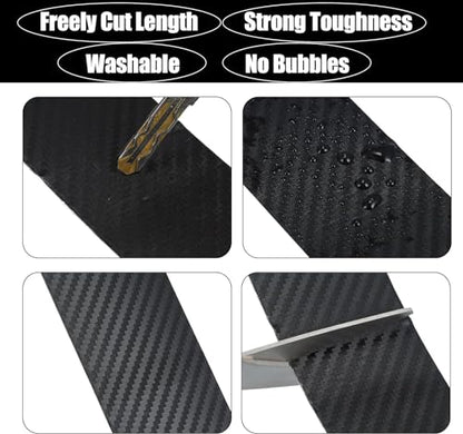 Car Door Edge Guards Door Sill Protector 3D Carbon Fiber Car Wrap Film Vinyl Automotive Wrap Film Car Door Sill Protection Film Anti-Collision Fits for Most Car Truck SUV (4In x 9.84Ft, Black)