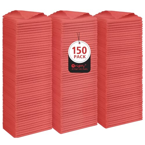 Orighty Cleaning Cloths Bulk, 150 Pack Shop Rags Reusable, Multi-Purpose Shop Towels for Cars, Microfiber Cleaning Rags for Automotive, Mechanic, Kitchen, Lint Free Towels 11.5’’ x 11.5’’, Red - color: Red, size: 150 Pack