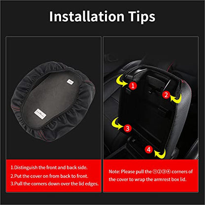 LECART Armrest Cover for Jeep Gladiator Accessories Wrangler JL JLU 2018-2022 Car Center Console Cover Black Leather Red Stitches Auto Interior Anti-Scratch Protector Pad