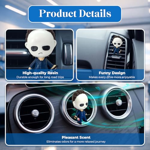 GENANY 3D Resin Horror Movie Killer Character Car Air Freshener Vent Clips, Spooky Car Freshener, Horror Air Freshener, Gothic Gifts for Women and Men, Cool Spring Gifts For Horror Fans - style: 05. Killer Character