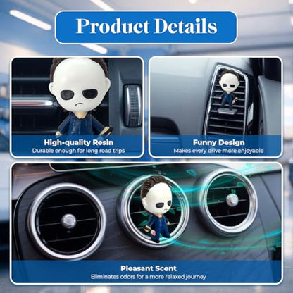 GENANY 3D Resin Horror Movie Killer Character Car Air Freshener Vent Clips, Spooky Car Freshener, Horror Air Freshener, Gothic Gifts for Women and Men, Cool Spring Gifts For Horror Fans - style: 05. Killer Character