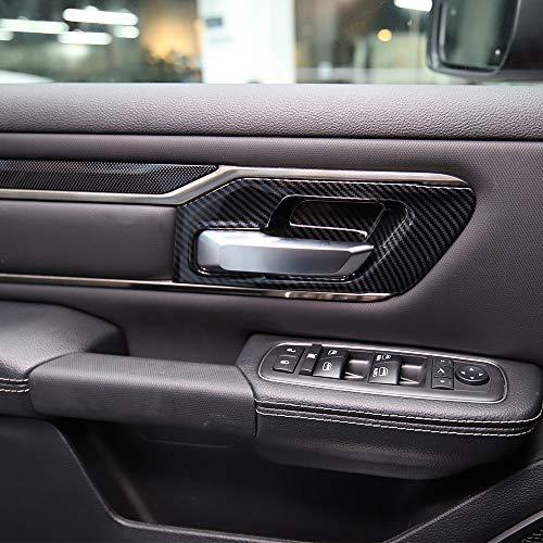 Korlot Carbon Fiber Style Interior Door Handle Bowl Panel Cover Trim for Dodge Ram 1500 2019+ (2 Doors) - style: 2-doors