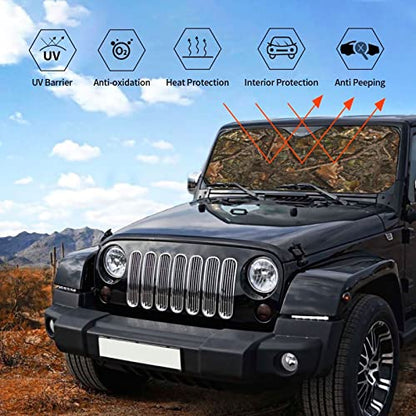 Camouflage Hunting Car Windshield Sunshade Front Window Sun Visor Protector Foldable Shield Cover for Truck SUV - color: White4