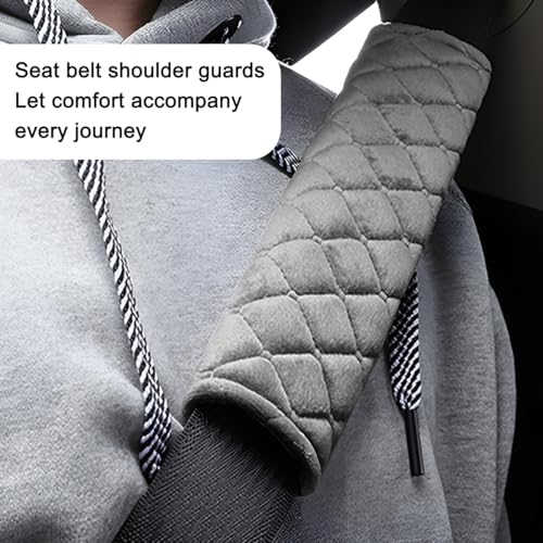 Car Seatbelt Cover, 2PCS Soft Velvet Vehicle Seat Belt Shoulder Strap Harness Pad for Comfortable Driving, Automotive Neck Chest Protection Cushion, Universal for Truck Sedan SUV (Grey) - color: Grey