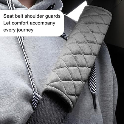 Car Seatbelt Cover, 2PCS Soft Velvet Vehicle Seat Belt Shoulder Strap Harness Pad for Comfortable Driving, Automotive Neck Chest Protection Cushion, Universal for Truck Sedan SUV (Grey) - color: Grey