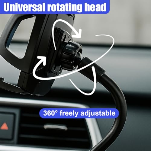 Car Phone Holder Mount, Gooseneck Long Arm Cell Phone Holder, Windshield Window, Dashboard Anti-Shake Handsfree Stand with Strong Suction Cup, Fit for Most Cellphone(Gray) - color: Gray