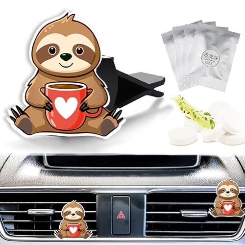 Cute Car Air Freshener Clips Sloth Car Vent Clip Sloth Cars Scents Cologne Air Conditioner Clip Auto Vent Interior Decoration Cars Accessories Sloths Loves Gifts for Men Women - color: Love Cup Sloth