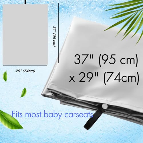 VisionKids Baby Car Seat Sun Shade Cover with Free Storage Bag Included | Infant Car Seat Heat Protector | UV Protection Cooler Cover | Keeps Toddler Seat Cool in Baby Car | Travel Accessories Silver