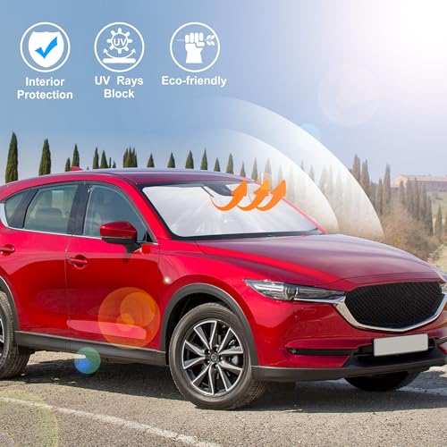 Windshield Sun Shade Custom Fit for 2017-2024 2025 2026 Mazda CX5 CX-5 Accessories Front Window Sunshade Shield Blocker Keeps Car Cool - size: Fit Mazda CX5 2017-2026