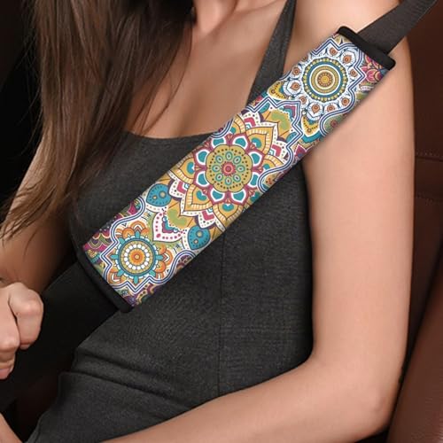 Art Mandala Universal Seat Belt Pads 2-Pack Soft Car Safety Seat Belt Strap Shoulder Pad Car Interior Automotive for Most Vehicle, SUV, Truck, Cars - color: Art Mandala
