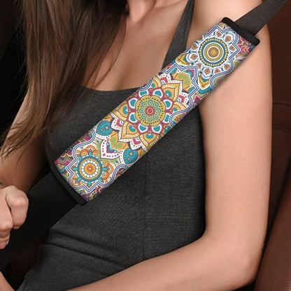 Art Mandala Universal Seat Belt Pads 2-Pack Soft Car Safety Seat Belt Strap Shoulder Pad Car Interior Automotive for Most Vehicle, SUV, Truck, Cars - color: Art Mandala