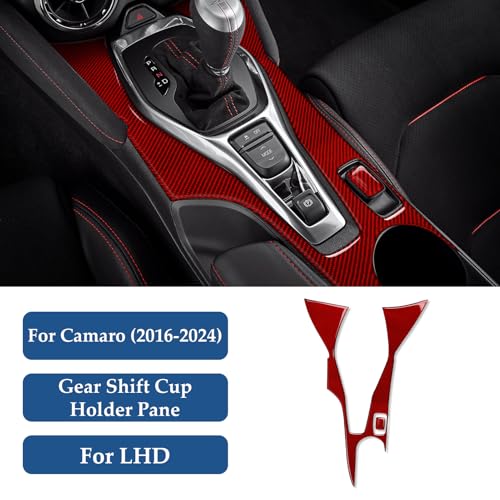 Car Gear Shift Cup Holder Panel Sticker Carbon Fiber Decal for Chevrolet Camaro ZL1 2016 2017 2018 2019 2020 2021 2022 2023 Accessories - color: Gear Shift Cup Holder Panel