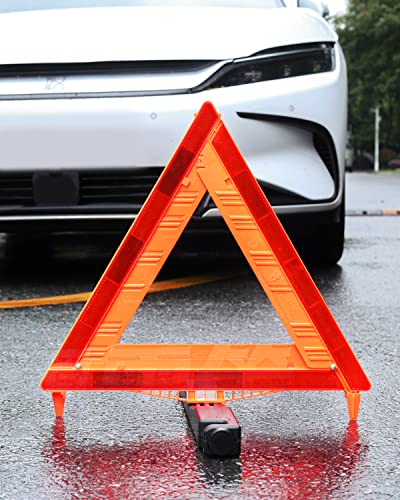 SAFEMATE 12 Pack Warning Triangle DOT Approved, Foldable Emergency Safety Reflective Triangles for Roadside Vehicles Breakdown with Carrying Case - size: 12 PCS