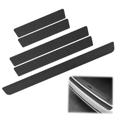 5PCS Car Door Sill Protector, Anti-Scratch Waterproof Carbon Fiber Door Sill Protectors，Universal Vehicle Interior Accessories Auto Threshold Protection for Car Truck SUV (Black, Width 2.76")