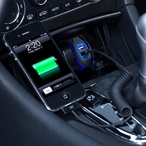 Nilight Dual USB 4.2A Rocker Switch Style 12V/24V Fast Socket Waterproof Quick for Cars Boats Trucks RVs, 2 Years Warranty, Blue - style: Dual USB