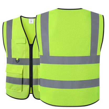 Safety Vest for Men Women Hi Vis Vest with Pockets Mesh High Visibility Vests Meets ANSI/ISEA Standards - color: 20-yellow, size: X-Large