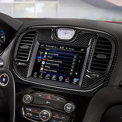 Car Central Console Navigation Screen Air Outlet Vent Decals for 2015-2023 Chrysler 300 / 300C / 300S / Limited/Touring Accessories Carbon Fiber Stickers - color: Center Air Outlet, 2015-2023