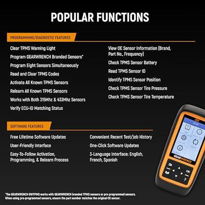 GEARWRENCH Universal Tire Pressure Monitoring System Programming & Diagnostic Tool | GWTPMS - style: TPMS Diagnostic