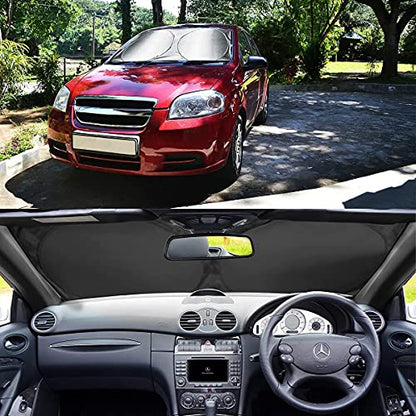 Foldable Windshield Sun Shade, Bonus Steering Wheel Sun Shield to Block UV Rays Keep Your Vehicle Cooler, Easy to Use Car Interior Accessories (X-Large) - size: 63"x35.4"/1PCS