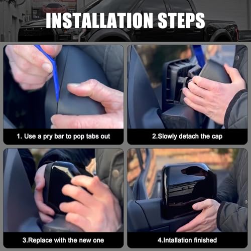 Carbon Fiber Direct Replacement Side Mirror Covers Caps for 2015-2020 Ford F150, Directly Replace Style, Not Sticker Style - color: Carbon Fiber