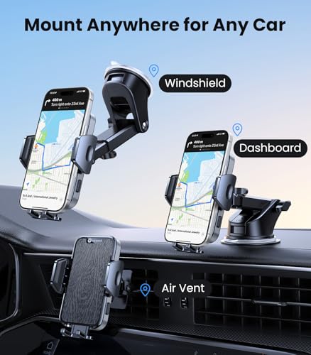VICSEED 2026 Upgraded Car Phone Mount [98+LBS Strongest Suction] 360° Adjustable Phone Holders for Your Car Dashboard Windshield Vent, Universal for iPhone & Android Large Phones - color: Woden