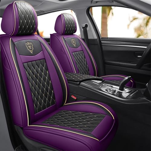 Car Seat Covers Front Seats, Super Luxurious Heavy Universal Duty Waterproof Leather Automotive Vehicle Cover for Cars SUV Pick-up Truck, Non-Slip Seat Pink Car Accessories (2 PCS Front/Purple) - color: 2 PCS Front/Purple