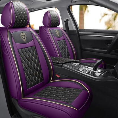 SanQing Car Seat Covers Full Set, Super Luxurious Heavy Universal Duty Waterproof Leather Automotive Vehicle Cover for Cars SUV Pick-up Truck, Non-Slip Seat Purple Car Accessories(Full Set/Purple) - color: Full Set/Purple