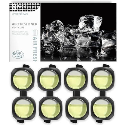 Car Air Freshener Vent Clips, 8 Pack, Provides Long-Lasting Scent, Up to 240 Days, Odor Eliminator (Ice Scent) - color: Ice
