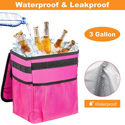 Car Trash Can Foldable Garbage Bin Leakproof 2.3 Gallons Car Trash Bag Pink - color: Pink, size: M-1PCS