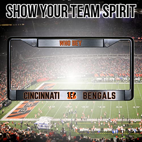 NFL Cincinnati Bengals Who Dey Black Chrome License Plate Frame - 2-Screw Mount - color: Bengals