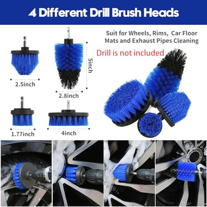 Qydipclin 45Pcs Car Detailing Kit, Car Detailing Brush Set, Car Wash Cleaning Kit, Car Detailing Brushes, Professional Car Care Kit for Interior Exterior Wheels, Blue - size: 45pcs