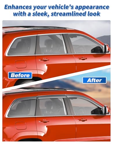 6-PCS Extra-Thick Rain Guards Fit for 2011-2021 Jeep Grand Cherokee Extra Durable Tape-on Window Rain Guard Window Deflectors Vent Shades Window Visor Vent Visors Exterior - size: Fit for 2011-2021 Jeep Grand Cherokee