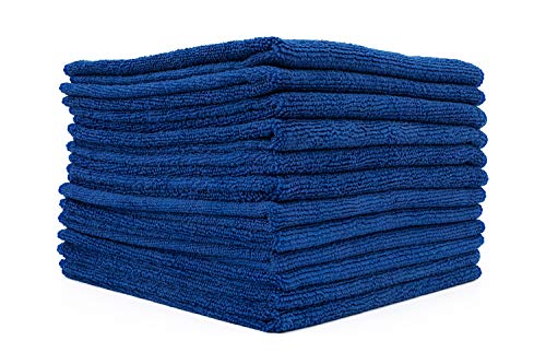 The Rag Company - All-Purpose Microfiber Terry Cleaning Towels - Commercial Grade, Highly Absorbent, Lint-Free, Streak-Free, Kitchens, Bathrooms, Offices, 300gsm, 16in x 16in, Royal Blue (12-Pack) - color: Blue, size: 16in x 16in