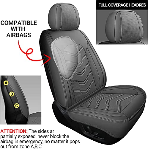 AOOG Leather Car Seat Covers Universal fit Most Sedans SUV Trucks, (Full Set, Grey) - color: GREY, size: FULL SET
