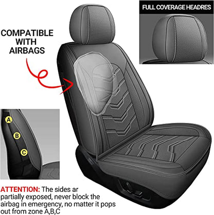 AOOG Leather Car Seat Covers Universal fit Most Sedans SUV Trucks, (Full Set, Grey) - color: GREY, size: FULL SET
