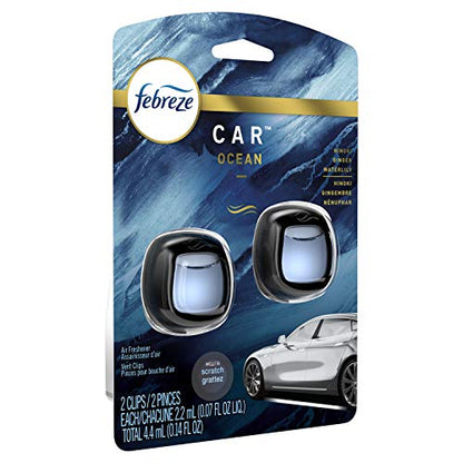 Febreze Car Odor-Eliminating Air Freshener Vent Clips, Ocean, 2 count - size: 0.14 Fl Oz (Pack of 1)