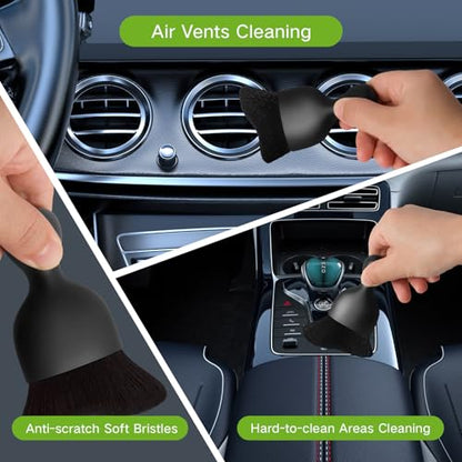 Qydipclin 11pcs Windshield Cleaner Tool, Car Window Cleaning Wash Kit with 6 Reusable Microfiber Pads 2 Spray Bottles and Extendable Handles Auto Glass Wiper Kit, Green - color: Green