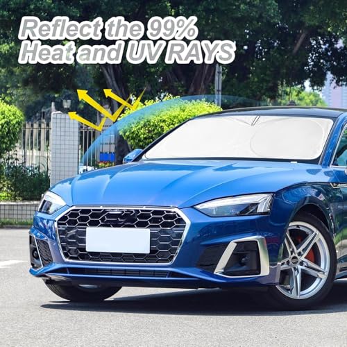 Custom Windshield Sunshade for Audi A4 A5 & S5 RS5 2018-2022 2023 2024 2025 Front Window Shades Cover for Windshield Sun Visor Screen Protector 210T Reflective Blocks UV Rays Cool Car Accessories - size: For Audi A4 A5 & S5 Rs5 2018-2024