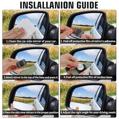 2 Pcs Frameless Blind Spot Mirrors for car, Universal Rear, Wide Angle Blind Spot Eliminator with Box Packaging, Glass Convex Rear View Mirrors for Cars, SUVs, and Trucks (Black)