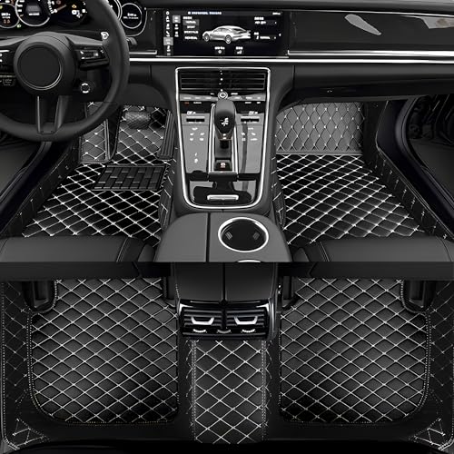 Custom Personalized Floor Mats for Cars，Luxury Full Coverage All Weather Car Floor Mats，Anti-Slip Leather Car Mat Set ，Custom Floor Mats for 99% of Cars, Trucks & SUVs (Black 8 White) - color: Black 8 White